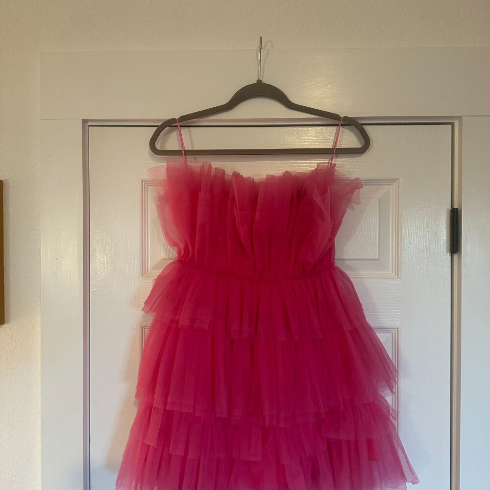 Pink Tulle Ruffle Dress - Picture 3 of 4
